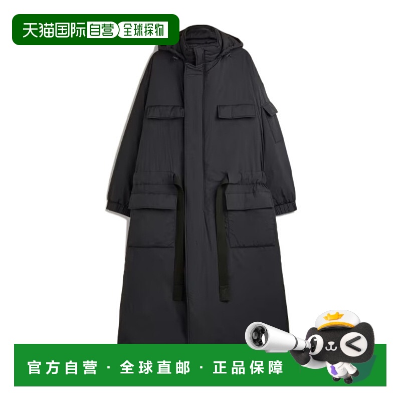 1h可退 Y-3 男士大衣 JX4814 AW2025 黑色 Y-3 加厚连帽派克大衣