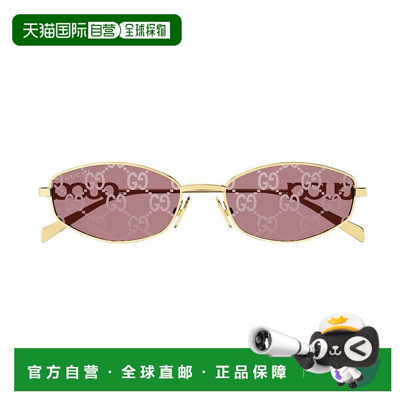 1h可退 潮奢 Gucci 古驰 女士 金色 Oval Frame 太阳镜 GG1802S