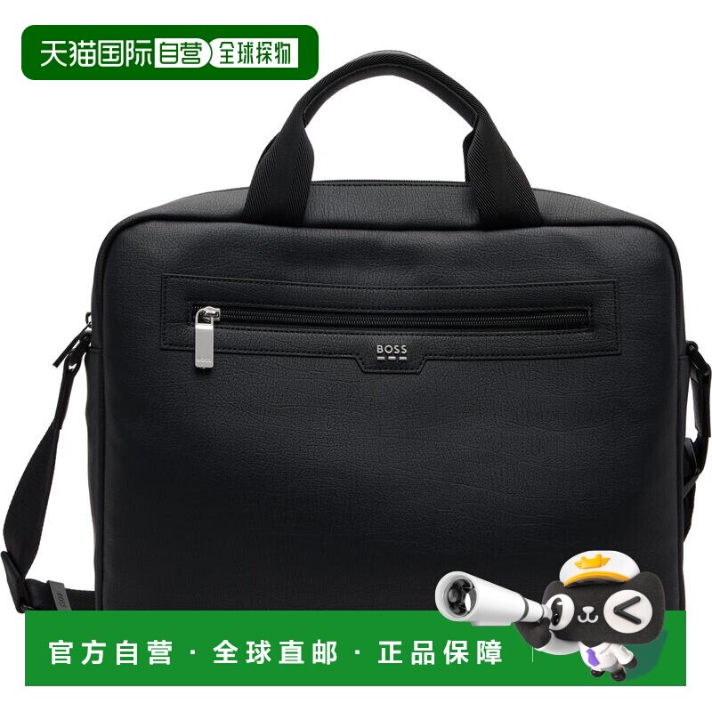 BOSS 波士 男士 黑色公文包 50562932 BLACK 黑色时尚舒适斜挎包
