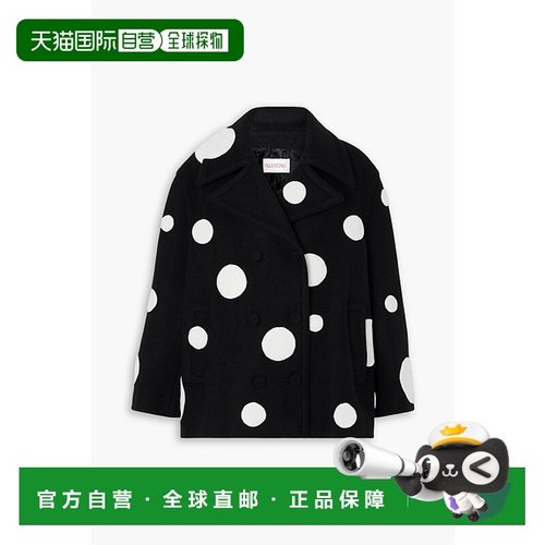 1h可退 潮奢 valentino 华伦天奴 女士 双排扣波尔卡圆点羊毛混纺