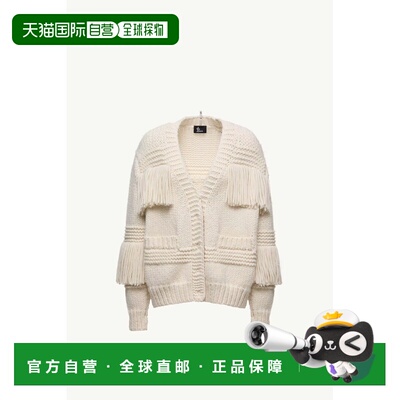 moncler 盟可睐 女士 米白色钩花宽松款针织开衫 K20989B00008M23