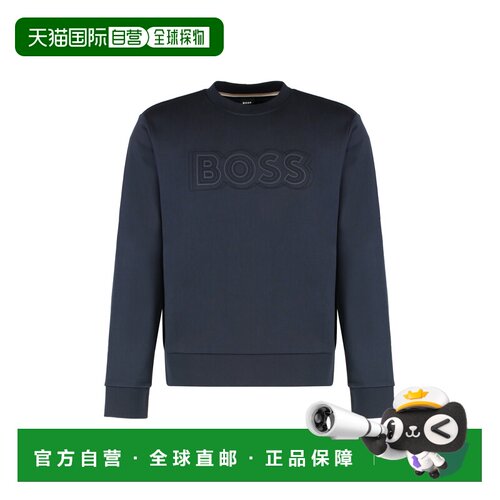 BOSS 男士卫衣 50543914404 AW2025 蓝色 Logo detail cotton swe