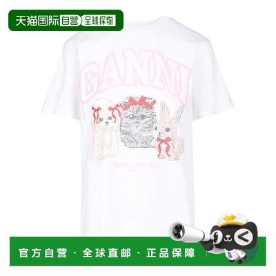 GANNI 女士T恤 A1050029151 SS2026 白色 BASIC COTTON JERSEY CU