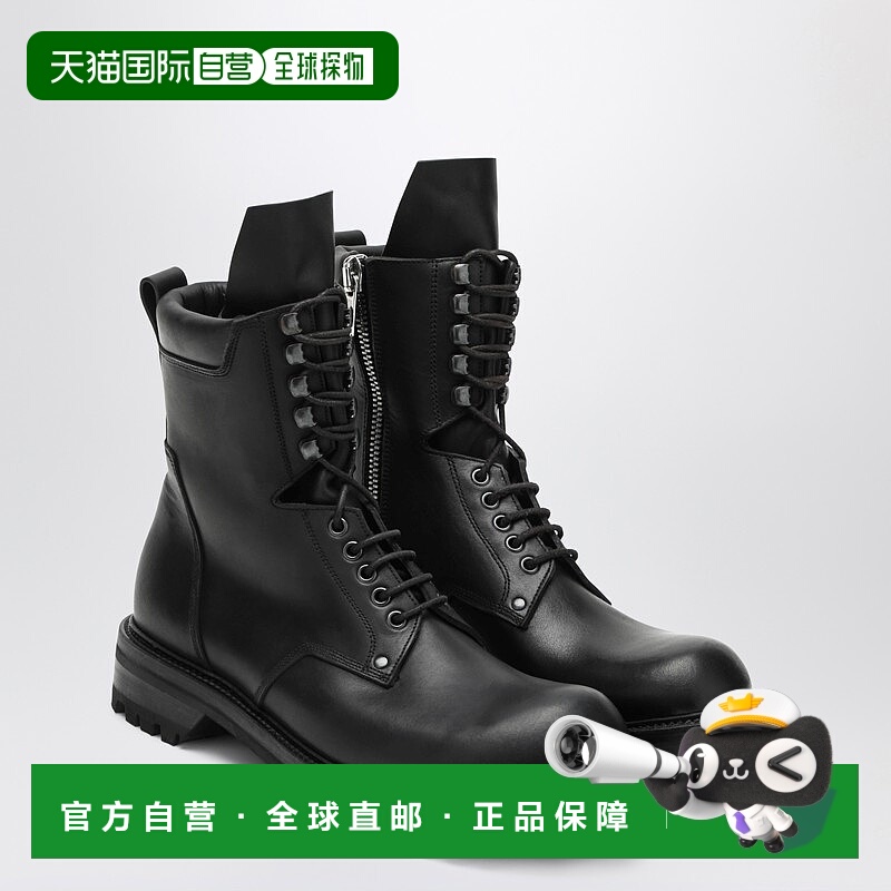 1h可退 潮奢 rick owens 瑞克 欧文斯 男士 黑色绑带军装靴 RU02E