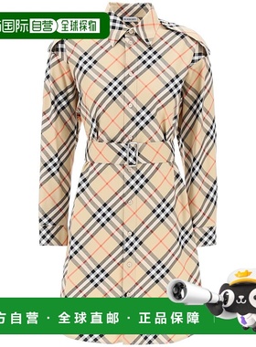 1h可退 潮奢 Burberry 巴宝莉 女士 Vintage 格紋繫帶襯衫裙 8086