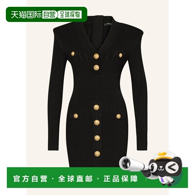 1h可退 BALMAIN 女士连衣裙 100160362013000 CO 黑色 Knit dress