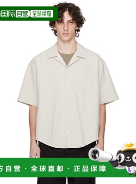 1h可退 潮奢 Ami Paris 男士 灰色 Cotton Camp Collar 衬衫 HSH2