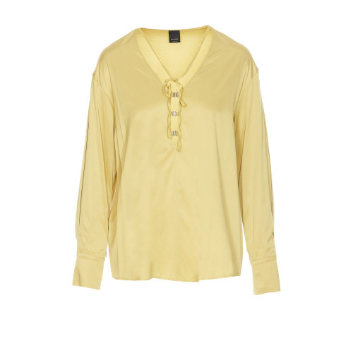 PINKO 女士衬衫 105014A2GDT09 SS2025 黄色长袖 Blouse Viscose