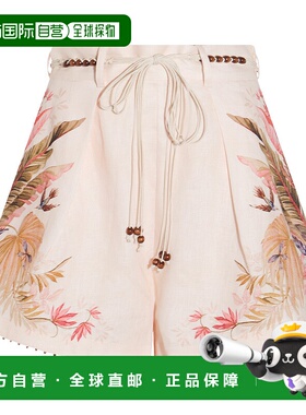 1h可退 潮奢 ZIMMERMANN 女士 奶油色亚麻短裤 4557ASS253CRMPLMF