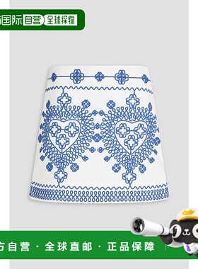 1h可退 潮奢 Maje 女士 刺绣棉混纺斜纹布迷你半身裙 MFPJU01232B