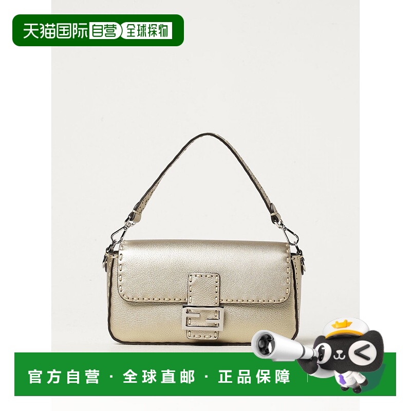 1h可退 FENDI 女士单肩包 8BR600AT0GF0XJJ AW2024 金色 中号标志