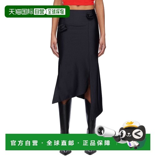 1h可退 潮奢 Coperni 女士 黑色 Flower 半身裙 COPJS30545a字裙