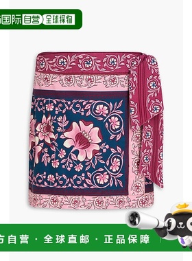 1h可退 潮奢 FARM RIO 女士 裹式印花棉质斜纹布迷你半身裙 31509