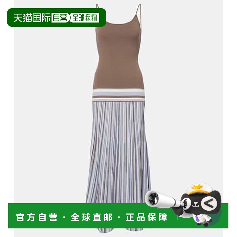 1h可退 潮奢 FAITHFULL THE BRAND 女士 Citara 条纹棉混纺长款连
