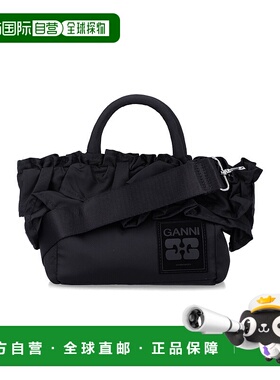 GANNI 女士斜挎包 A71875972099 AW2025 黑色 MINI SHOPPER RUFFL