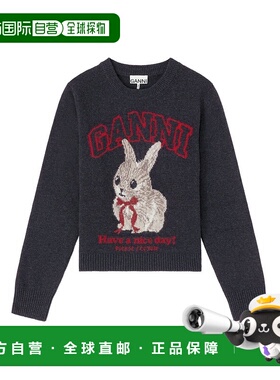 GANNI 女士卫衣 A1070047252 AW2025 黑色 Ganni Maglie Phantom