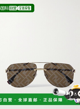 1h可退 潮奢 Fendi 芬迪 女士 天蓝色飞行员镀金太阳眼镜 FE40115