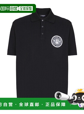 BALMAIN 男士T恤 EH1GC026BC94EAB SS2025 黑色 带“Coin”印花Po