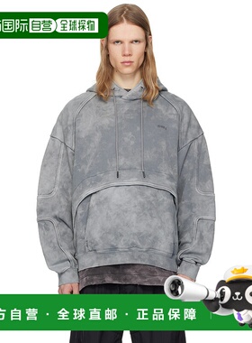 1h可退 潮奢 Juun.J 男士 灰色 Racer Patched Dyed 连帽衫 JC534