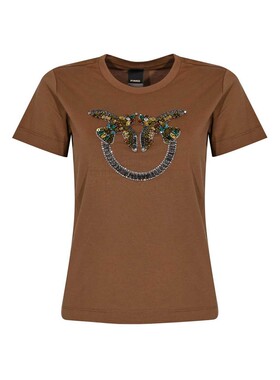 PINKO 女士T恤 100535A33FL78 SS2026 棕色 Quentin T-Shirt with