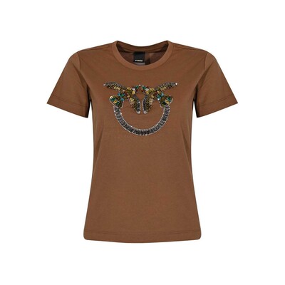 PINKO 女士T恤 100535A33FL78 SS2026 棕色 Quentin T-Shirt with