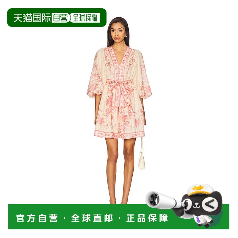 1h可退 潮奢 ZIMMERMANN 女士 Lucky 深V迷你连衣裙 3500DSS252