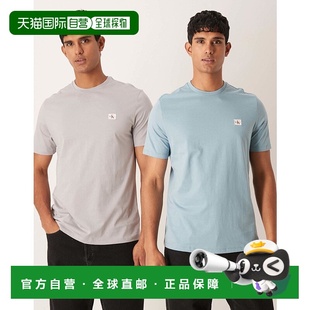 klein 男士 灰色 潮奢 2件套 calvin 蓝色T恤 1h可退 badge