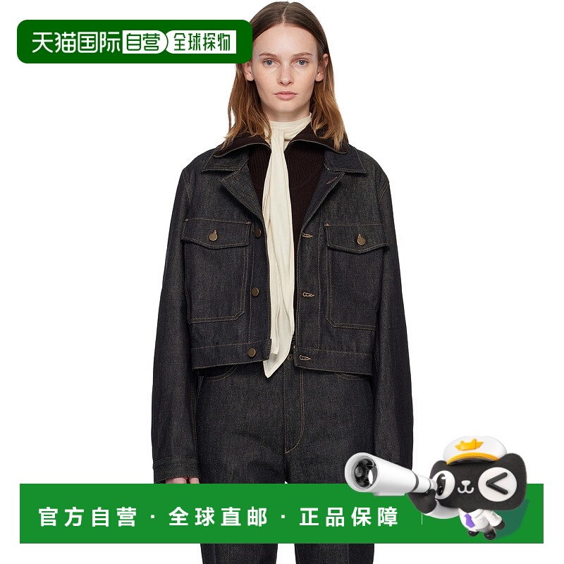 1h可退 潮奢 Lemaire 女士 海军蓝 Cropped Blouson 牛仔夹克 OW1