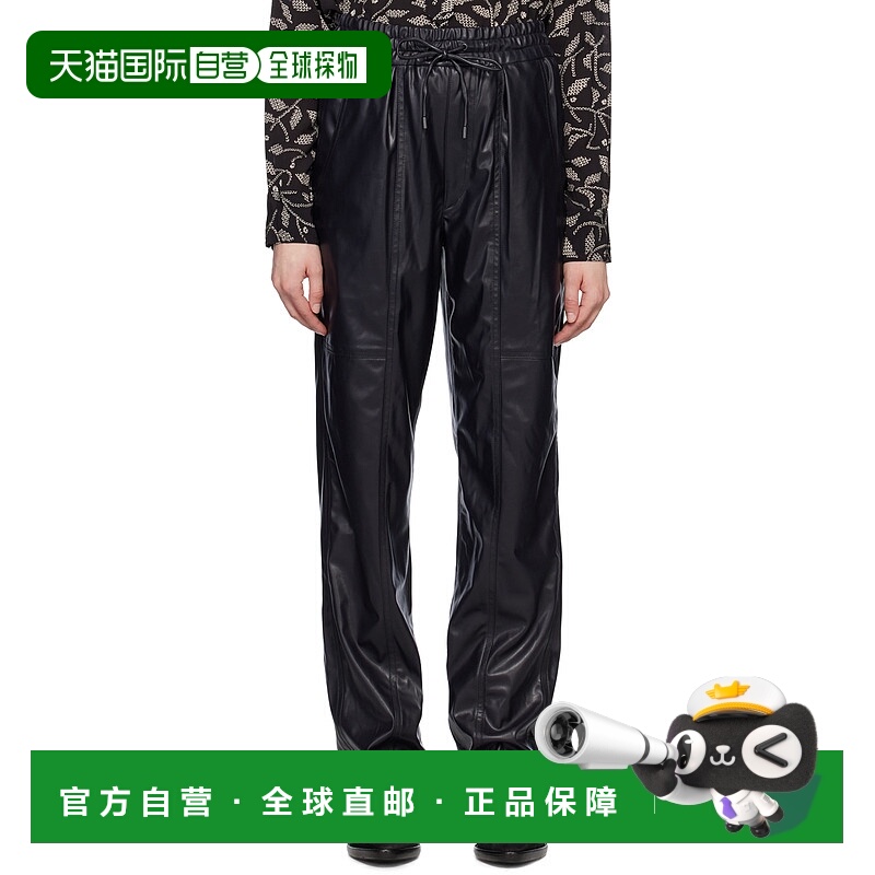 1h可退 潮奢 ISABEL MARANT 女士 黑色 Brina 合成皮革长裤 23PPA