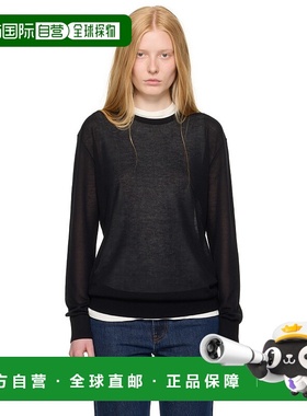 1h可退 潮奢 TOTÊME 女士 黑色针织长袖 T 恤 253WRT0604YA0079