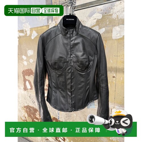 1h可退 BALENCIAGA 女士皮衣 850491TOS171000 AW2025 黑色夹克