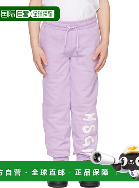 1h可退 潮奢 Msgm 男童 紫色印花儿童运动裤童装 MS029342