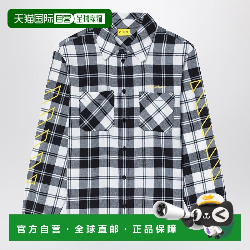 1h可退 潮奢 off-white 男童 斜线格纹法兰绒衬衫童装 OBGA001F25