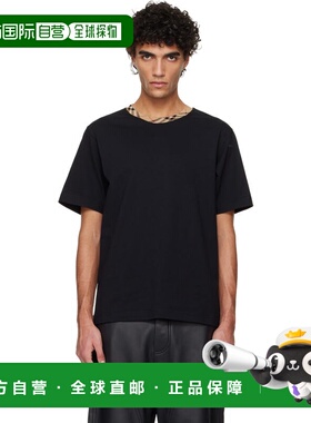 1h可退 潮奢 Burberry 巴宝莉 男士 黑色 Check Trim Cotton T 恤