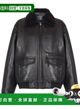 BALMAIN 男士外套 FH0TF998LC620PA  AW2025黑色皮衣夹克皮夹克