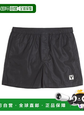 VALENTINO 男士泳装 VUHA286FN0NO SS2025 黑色 阔腿游泳短裤