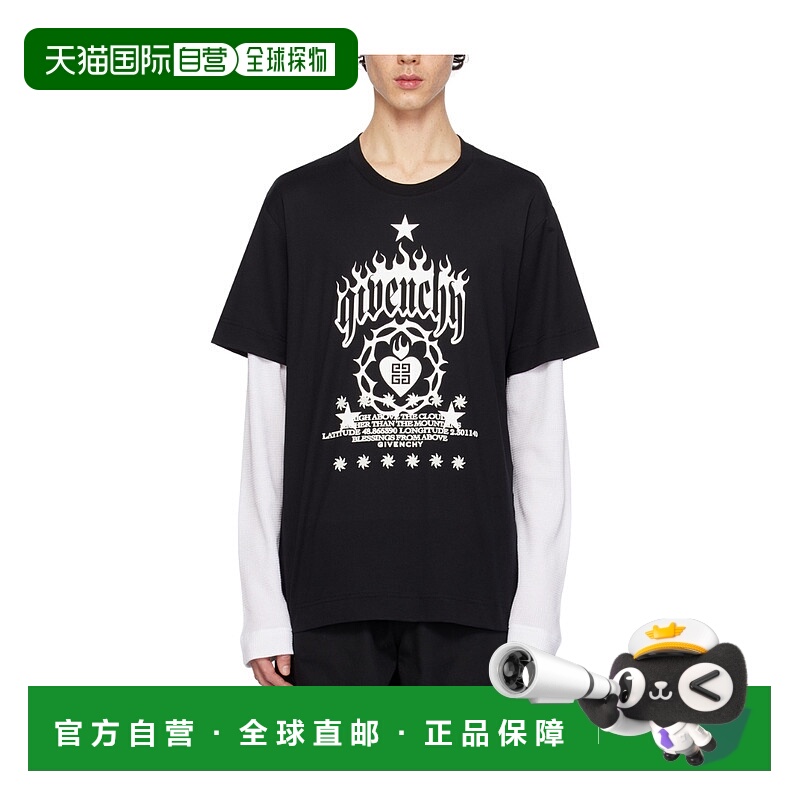 1h可退 GIVENCHY 男士T恤 BM71G53YHU001 SS2024 黑色纪梵希