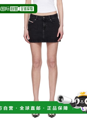 1h可退 潮奢 Diesel 迪赛 女士 黑色 De-Ron-S2 牛仔短裙 A049350