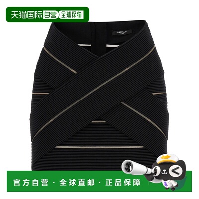 BALMAIN 女士半身裙 GF0LBB48KJ750PA SS2026 黑色 V-shaped wais