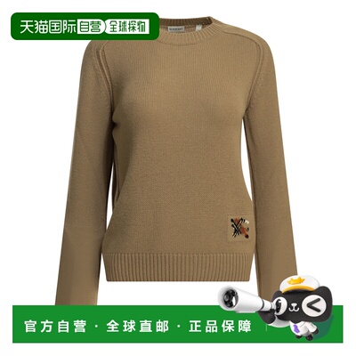 BURBERRY 女士针织衫 8127144 AW2026 棕色 Logo-Patch Round-Nec