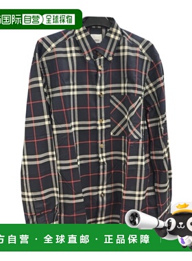 BURBERRY 男士衬衫 80734071 SS2024 黑色 翻领长袖衬衫