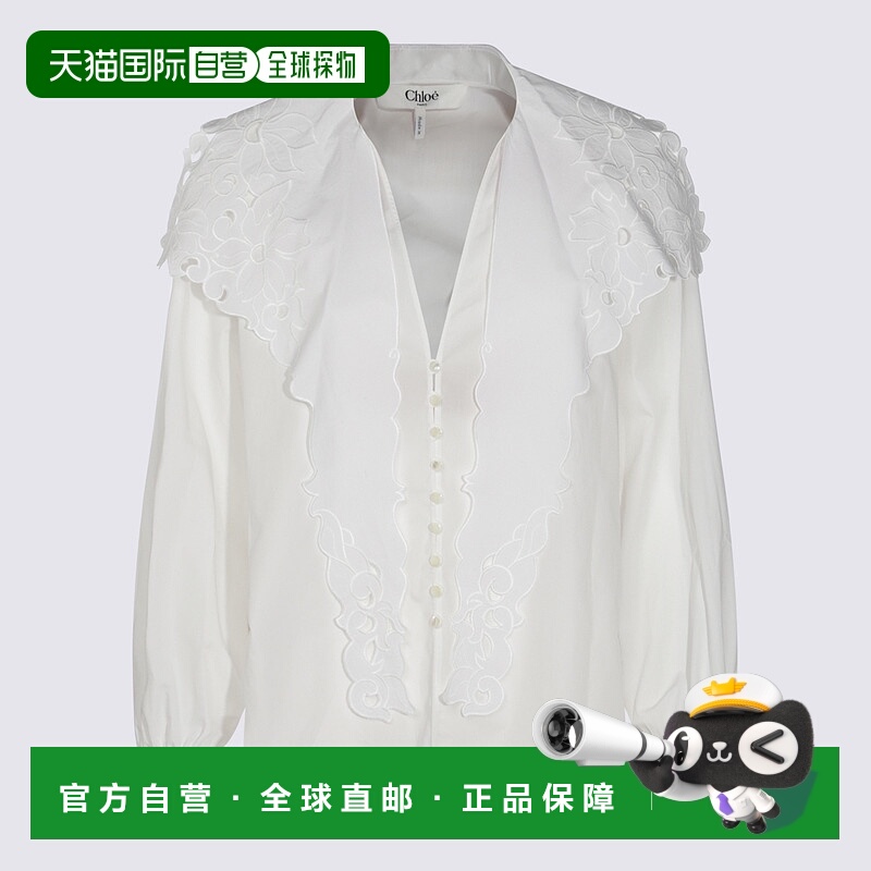 1h可退 CHLOÉ 女士衬衫 CH25SHT17310101 SS2025 白色 Cotton shi