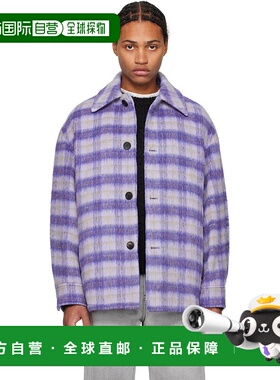 1h可退 潮奢 Solid Homme 男士 紫色格纹夹克 S243SH06男装