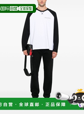 BALMAIN 男士T恤 DH0EK055GE07GAB SS2025 黑色 长袖T恤