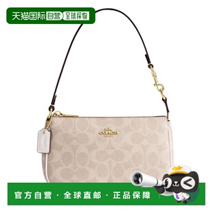 COACH Nolita19女款沙色拼粉白色徽标装饰拉链手提包