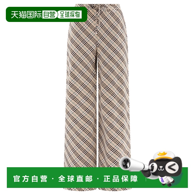 1h可退 BURBERRY 女士休闲裤 8103501 SS2025 浅棕色 Plaid Trous