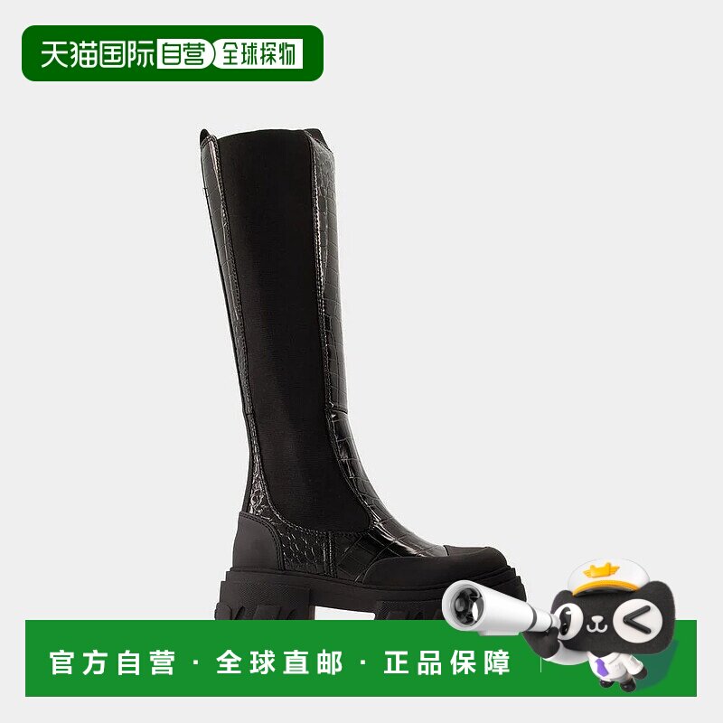 GANNI 女士高跟鞋 S2777099 AW2024 黑色 厚底长筒靴