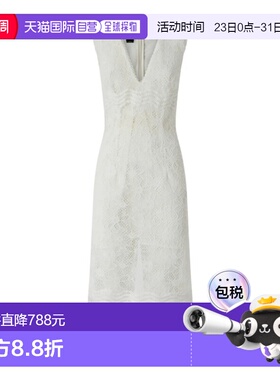 PINKO 女士连衣裙 106660A381Z05 SS2026 白色蕾丝V领吊带连衣裙