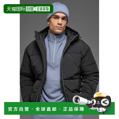 Alo Yoga 褶皱尼龙连帽舞台蓬松保暖外套 - 黑色