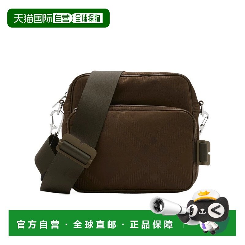 BURBERRY 男士斜挎包 80921991 AW2024 黑色 Paddy格纹提花单肩包